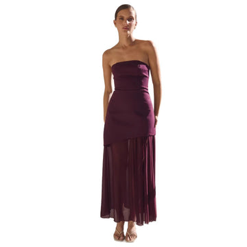 Selvera Halter Neck Spliced Maxi Dress