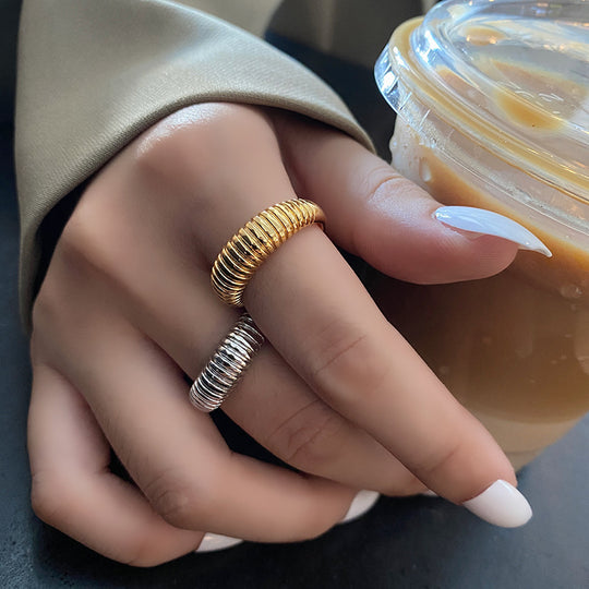 HK Spiral Texture Open Ring