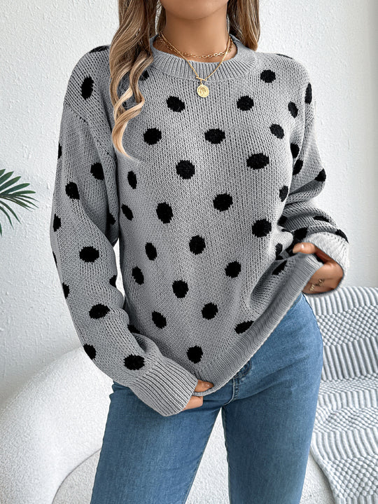 Polka Dot Cozy Chic Sweater – Autumn Vibes