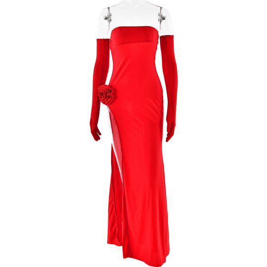 Midnight Bloom Backless Gown