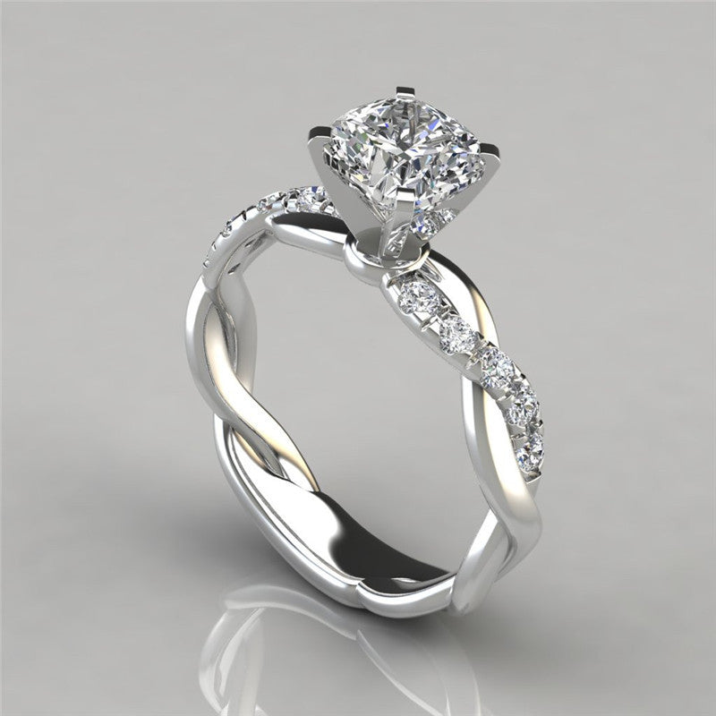 18K Rose Gold Two-Tone Princess Diamond Twist Ring