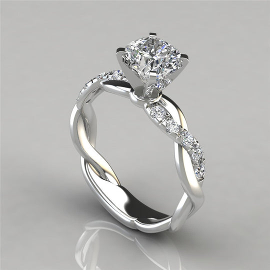 18K Rose Gold Two-Tone Princess Diamond Twist Ring