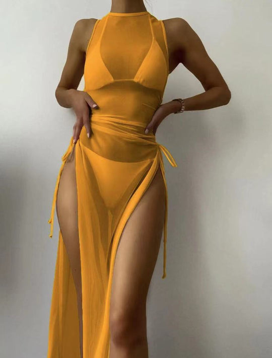 Solid Color 3-Piece Bikini Set