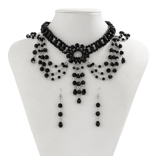 Gothic Beaded Crystal Choker Set