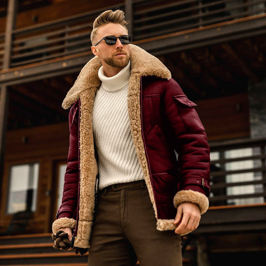 Men's Warm Winter Faux Fur Suede Jacket