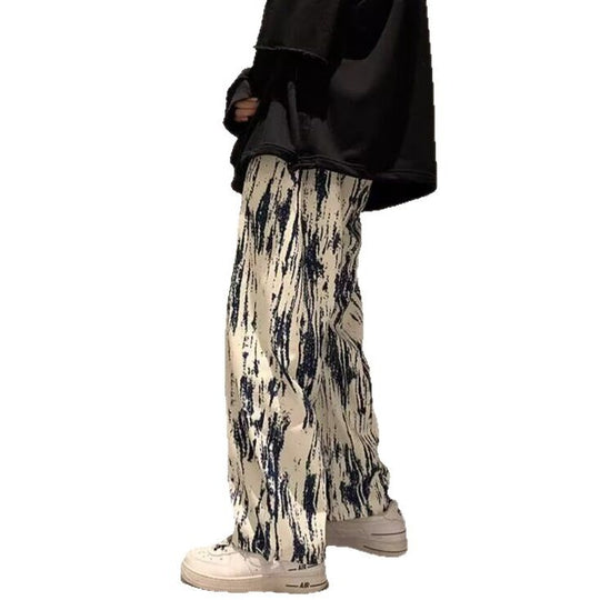 Blue & White Tie-Dye Wide Leg Pants