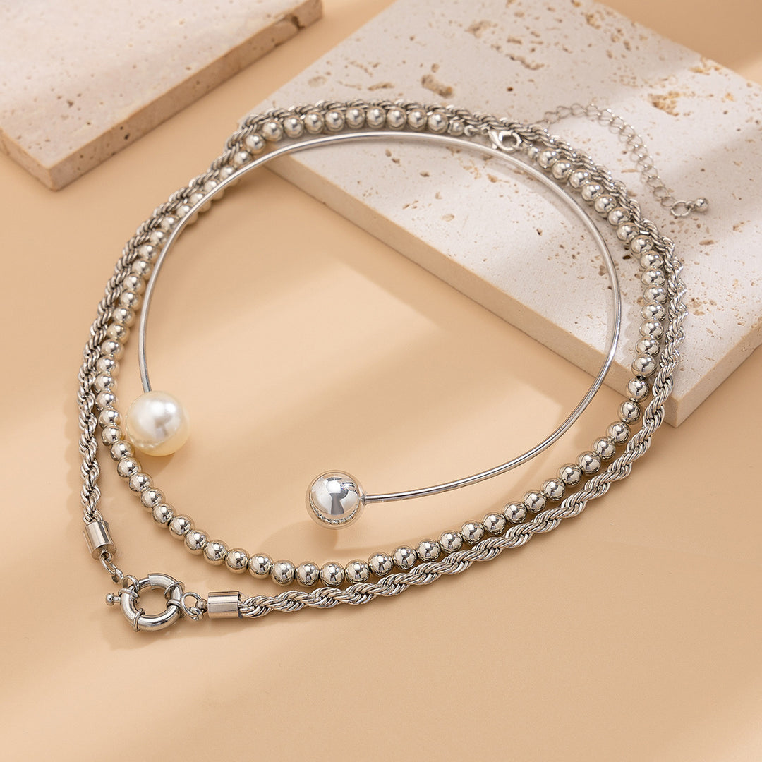 Twist & Pearl Multi-Layer Necklace