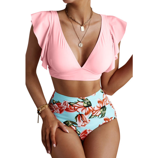 Ruffle Hem Two-Piece Swimsuit with Removable Cup