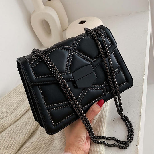 Rivet Chain Designer PU Leather Crossbody Bag