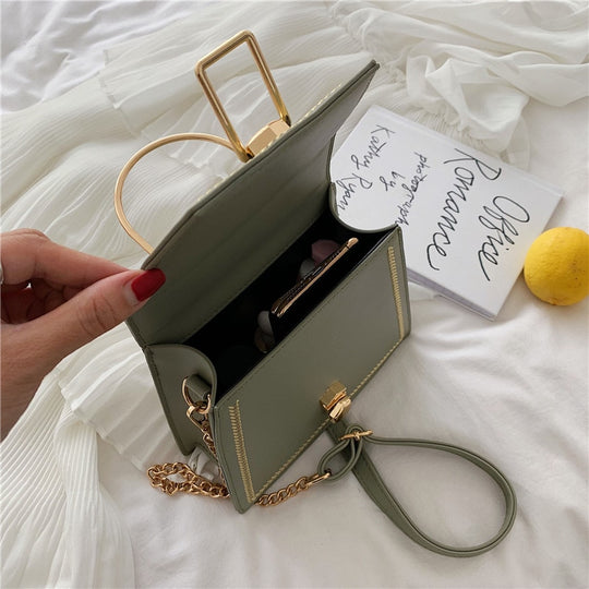 Metal Handle Chic Handbag