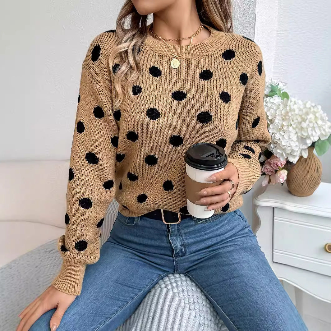 Polka Dot Cozy Chic Sweater – Autumn Vibes