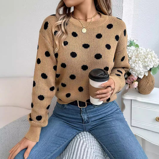 Polka Dot Cozy Chic Sweater – Autumn Vibes