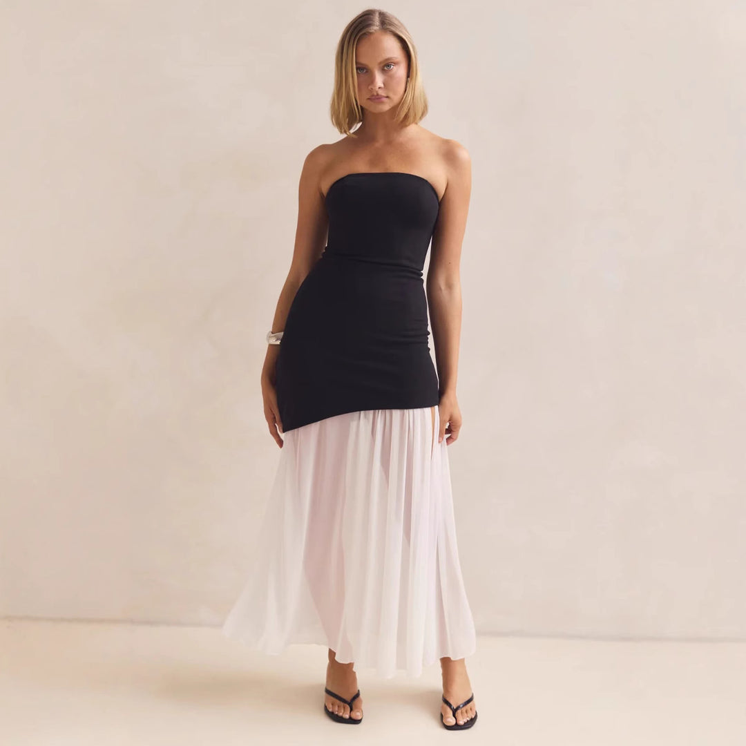 Selvera Halter Neck Spliced Maxi Dress