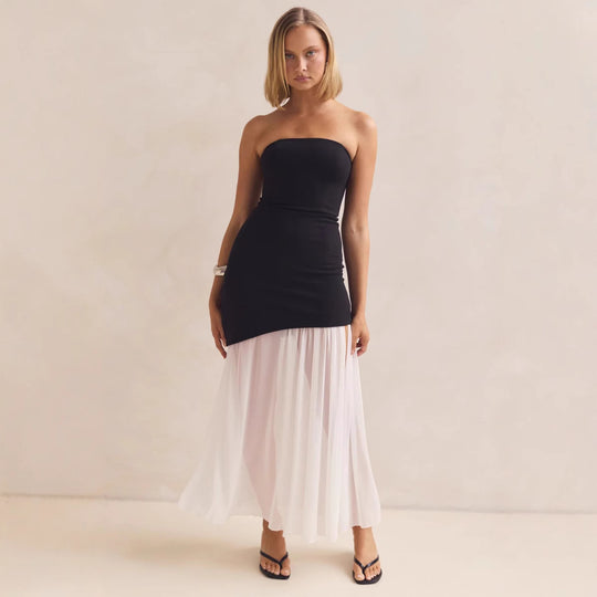 Selvera Halter Neck Spliced Maxi Dress