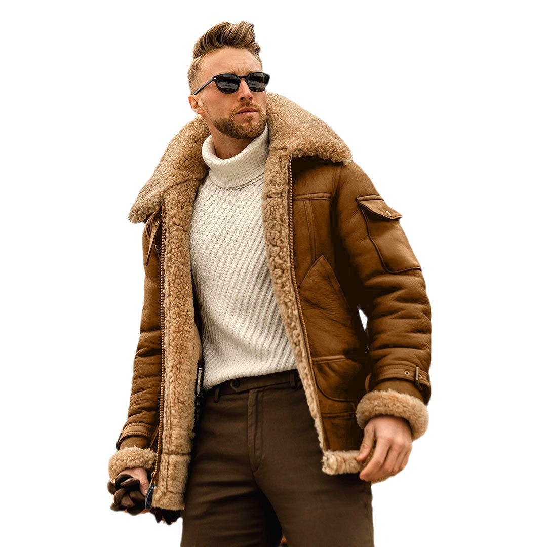 Men's Warm Winter Faux Fur Suede Jacket