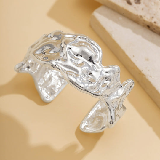 Liquid wrinkled irregular collar choker metal lava necklace