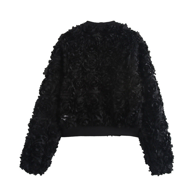 Floral Texture Black Jacket – Chic Street Style