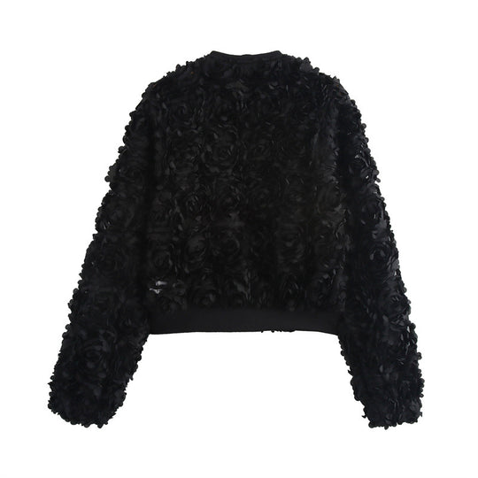 Floral Texture Black Jacket – Chic Street Style