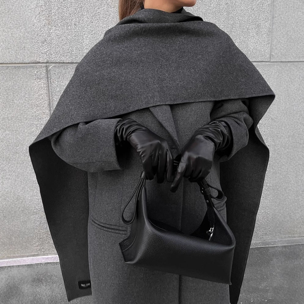 Women's Vintage Scarf Collar Cloak Coat – Long Loose Fit