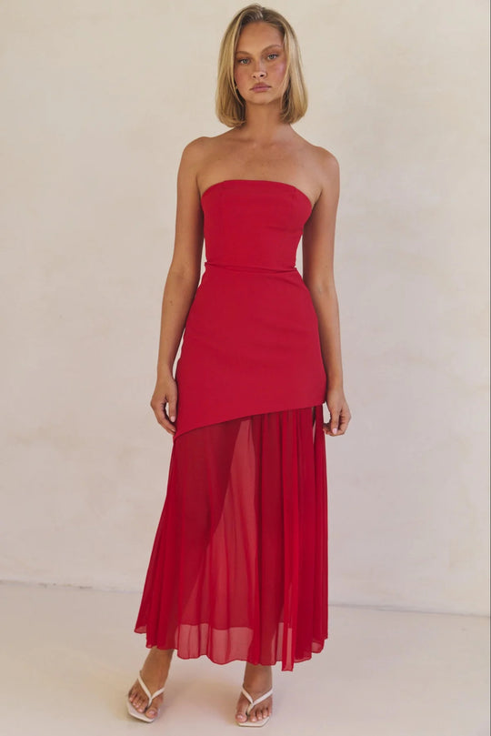 Selvera Halter Neck Spliced Maxi Dress