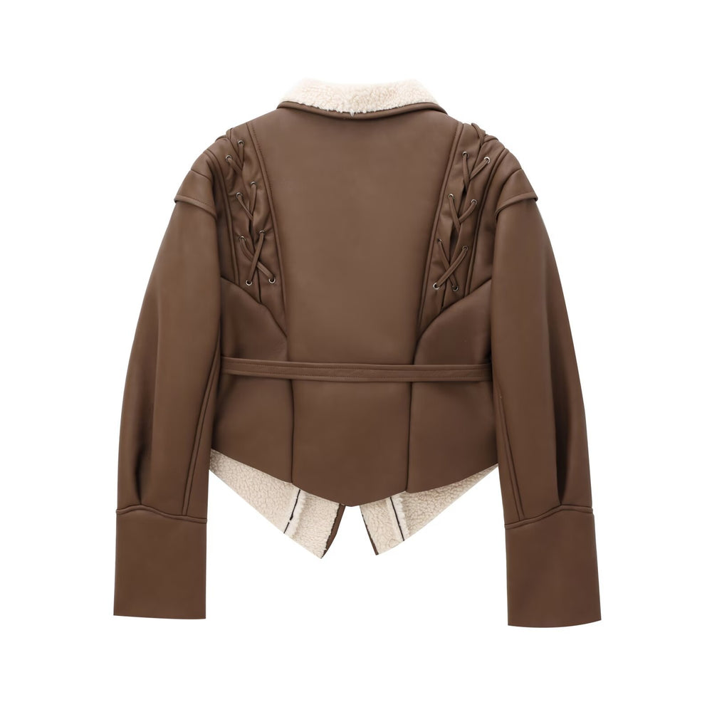 Women’s Suede Waist-Tie Jacket – European Style