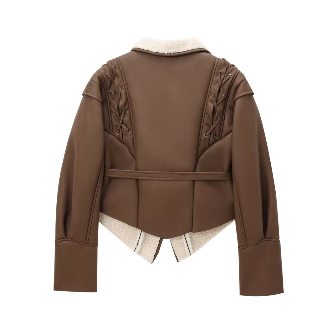 Women’s Suede Waist-Tie Jacket – European Style