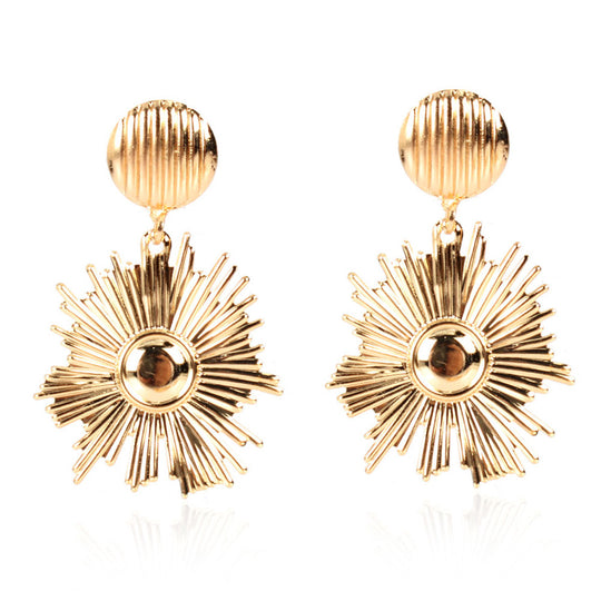 Retro Alloy Flower Long Earrings Fashionable Earrings For Women