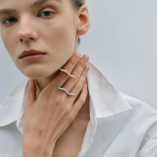 Ripple One Word Open Fashion Line Sense Ring