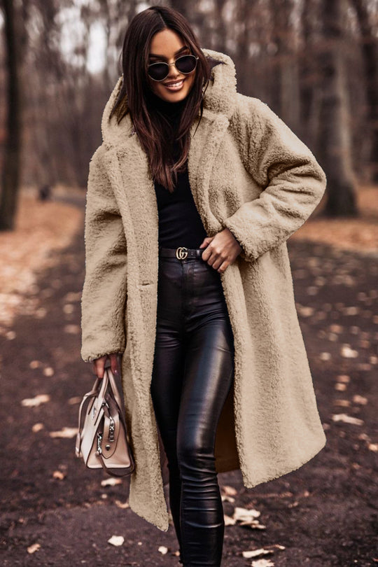 Women's Long Hooded Woolen Coat