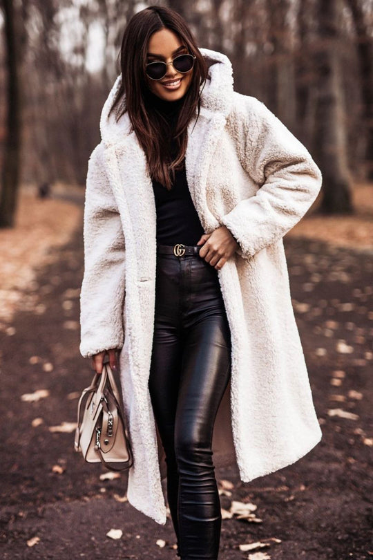 Women's Long Hooded Woolen Coat