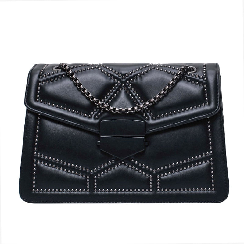 Rivet Chain Designer PU Leather Crossbody Bag