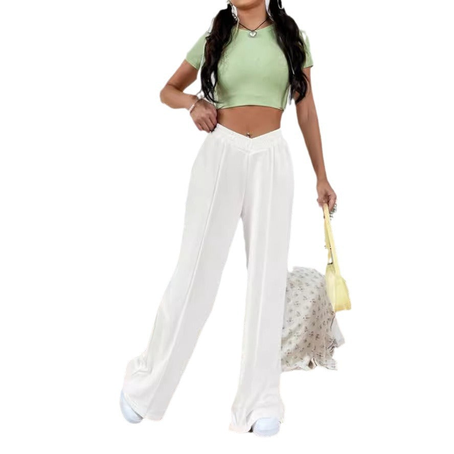Loose Fit Solid Color Wide-Leg Lounge Pants