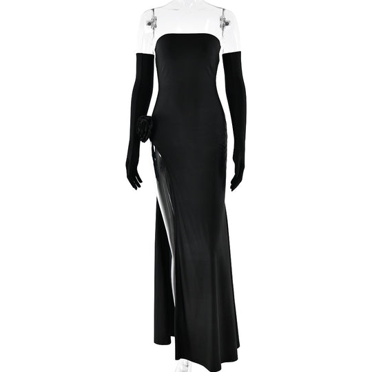 Midnight Bloom Backless Gown