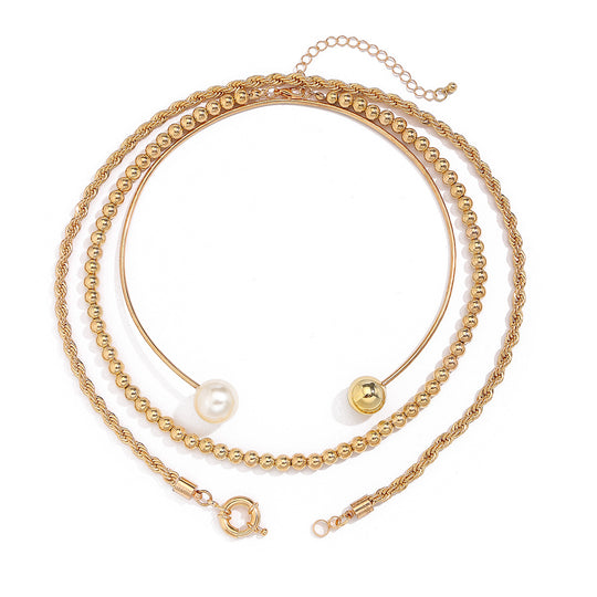 Twist & Pearl Multi-Layer Necklace