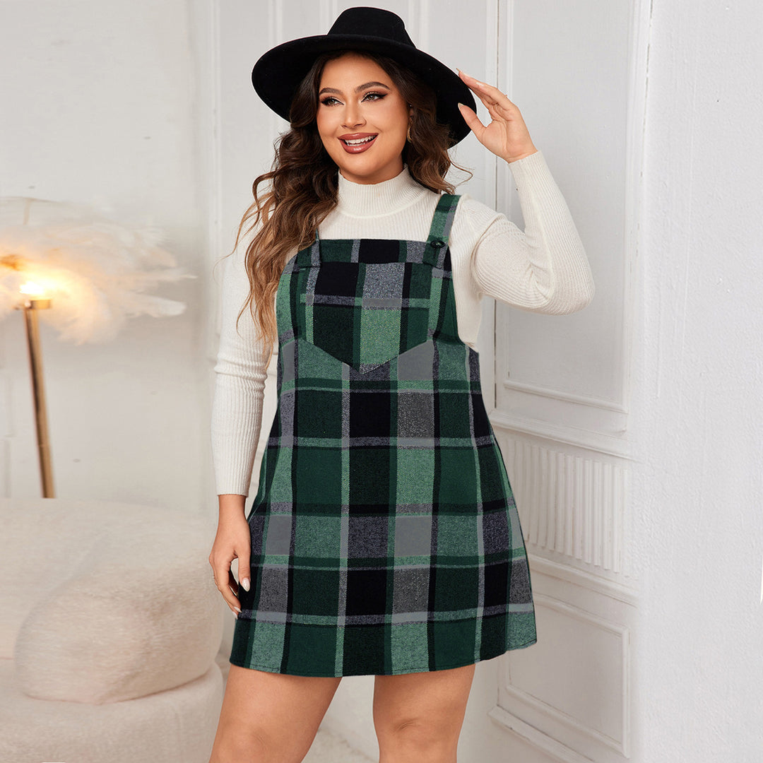 Autumn Plaid Charm Pinafore Dress