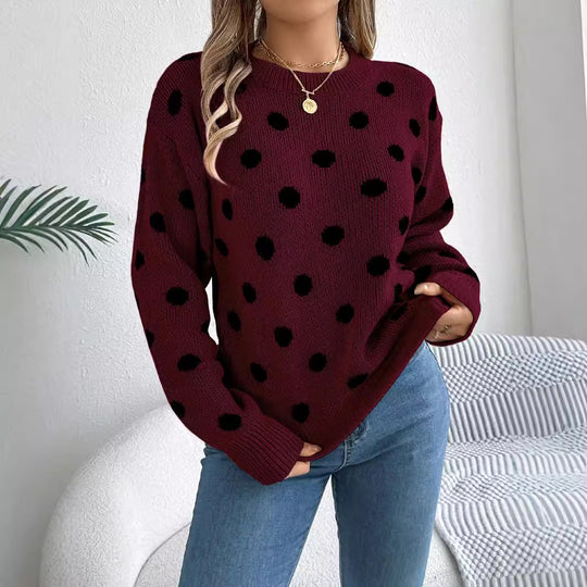 Polka Dot Cozy Chic Sweater – Autumn Vibes