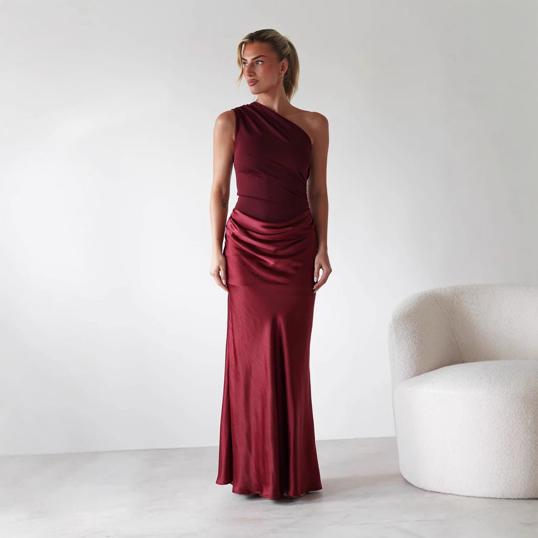 Luxe One-Shoulder Splice Gown Dress