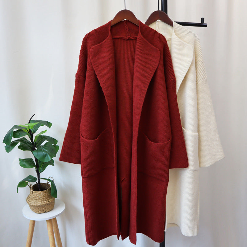 Long Knit Cardigan – Cozy Loose-Fit Knee-Length Sweater