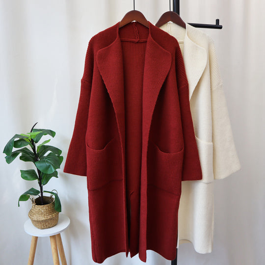 Long Knit Cardigan – Cozy Loose-Fit Knee-Length Sweater