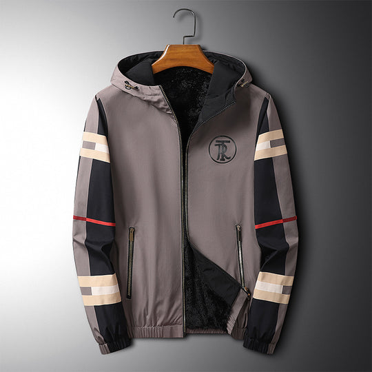 Men’s Hooded Printed Jacket – Plush Cotton Lined