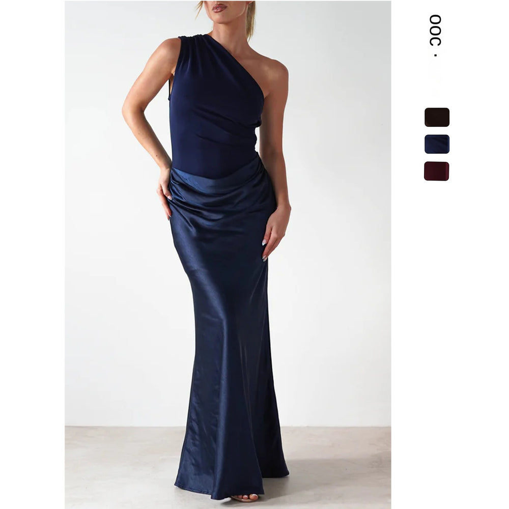 Luxe One-Shoulder Splice Gown Dress
