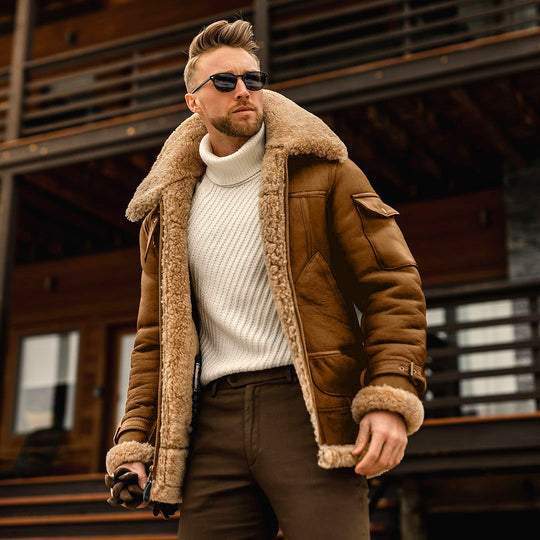 Men's Warm Winter Faux Fur Suede Jacket