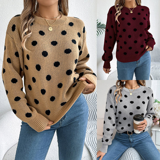 Polka Dot Cozy Chic Sweater – Autumn Vibes