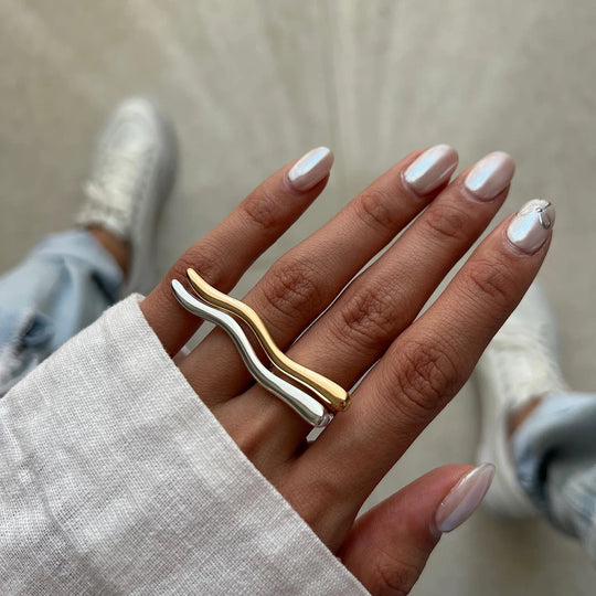 Ripple One Word Open Fashion Line Sense Ring