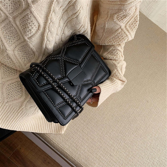 Rivet Chain Designer PU Leather Crossbody Bag