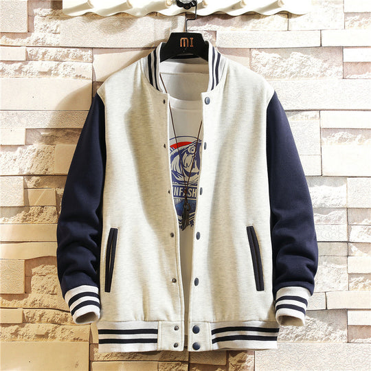 Men's Loose Baseball Jacket – Casual Stand Collar Coat