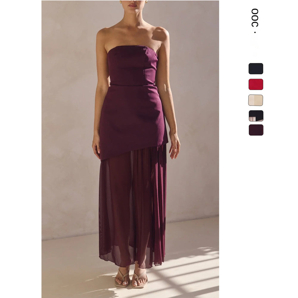 Selvera Halter Neck Spliced Maxi Dress