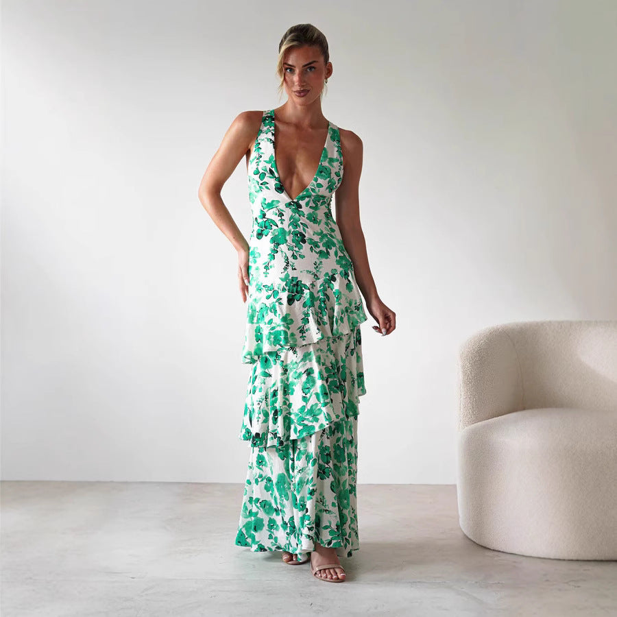 Backless Deep V-Neck Strapless Dress