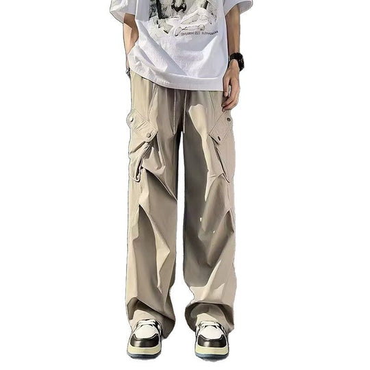Loose straight leg wide leg casual paratrooper pants