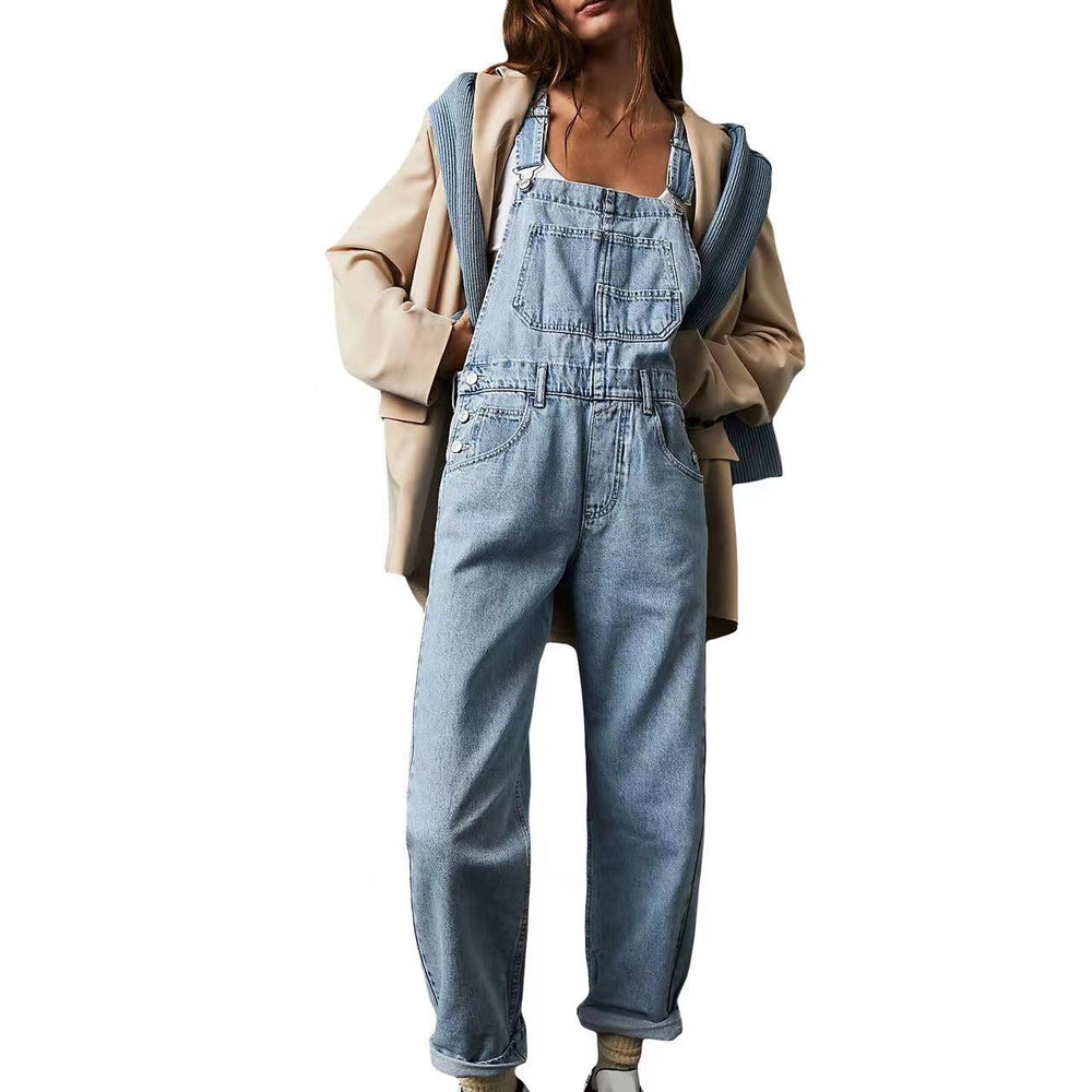 Loose Fit Denim Strap Pants